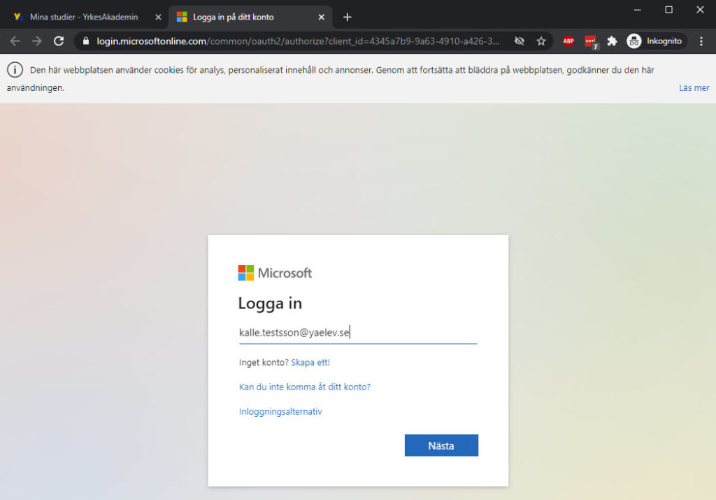 Logga in på Office 365 första gången